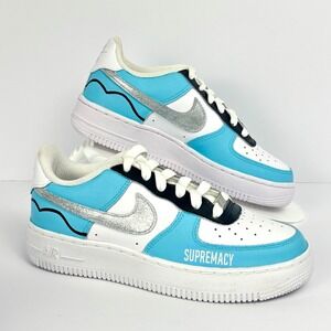Nike Kids AF 1 Turquoise White Black DH2920 111 Sneakers Shoes Youth 3.5Y Custom